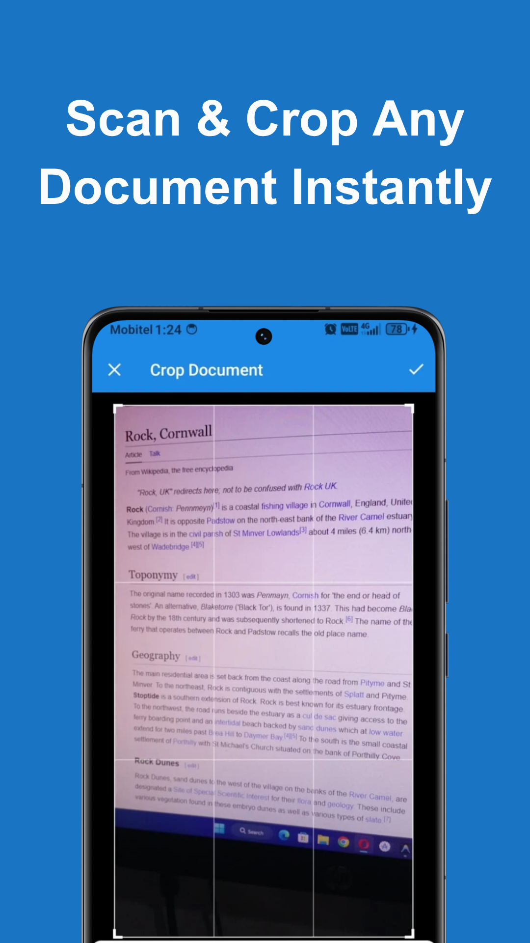 Scan & Crop Any Document Instantly